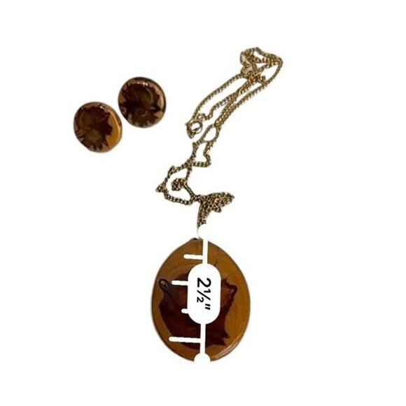 burlcraft victoria british columbia juniper wood jewelry set - Picture 4 of 14